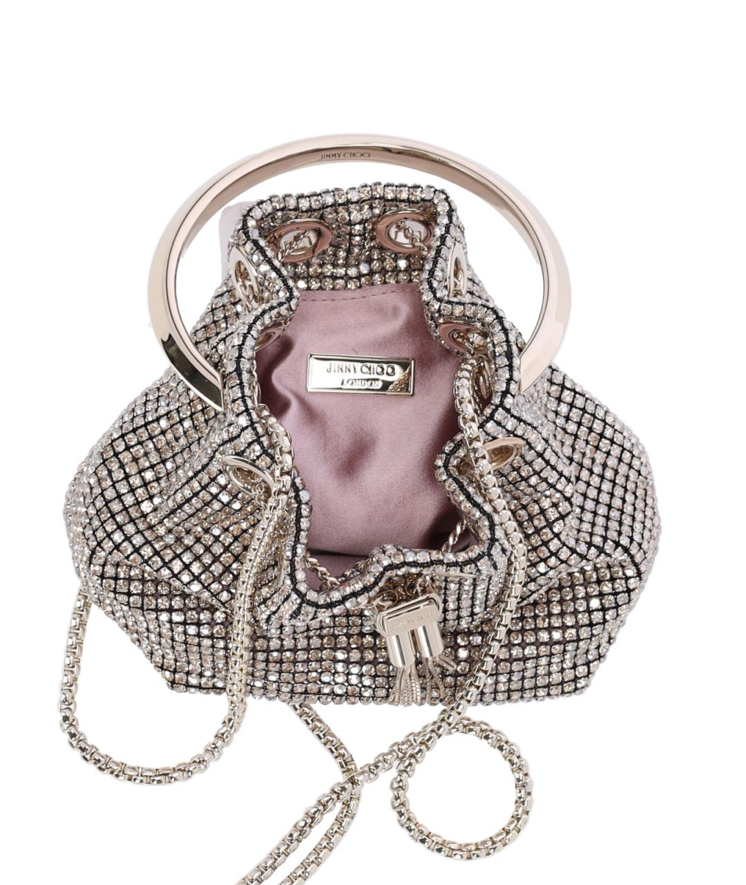 JIMMY CHOO Бежевая тканевая сумка с короткими ручками, фото 5
