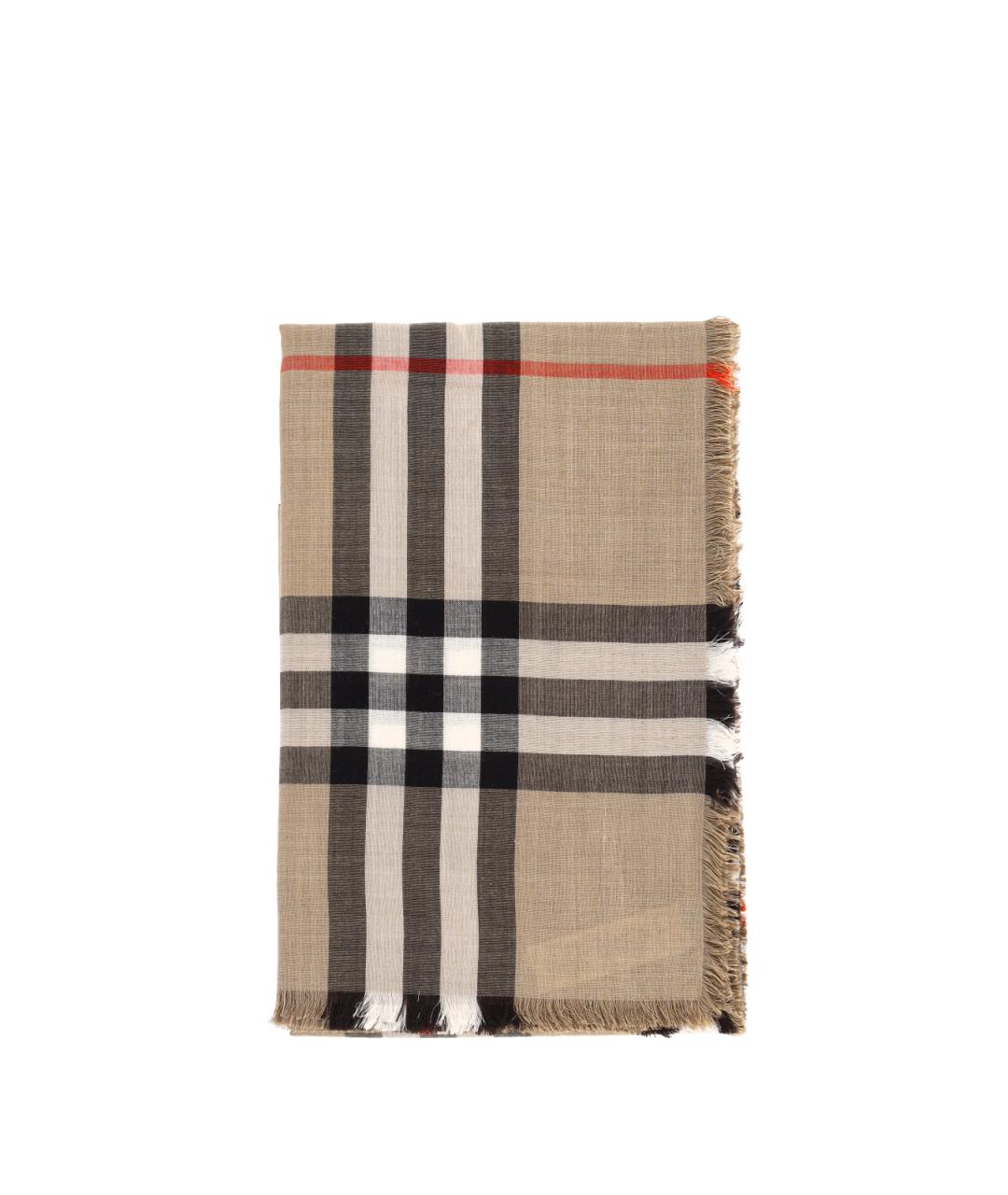 BURBERRY Бежевый шерстяной шарф, фото 2