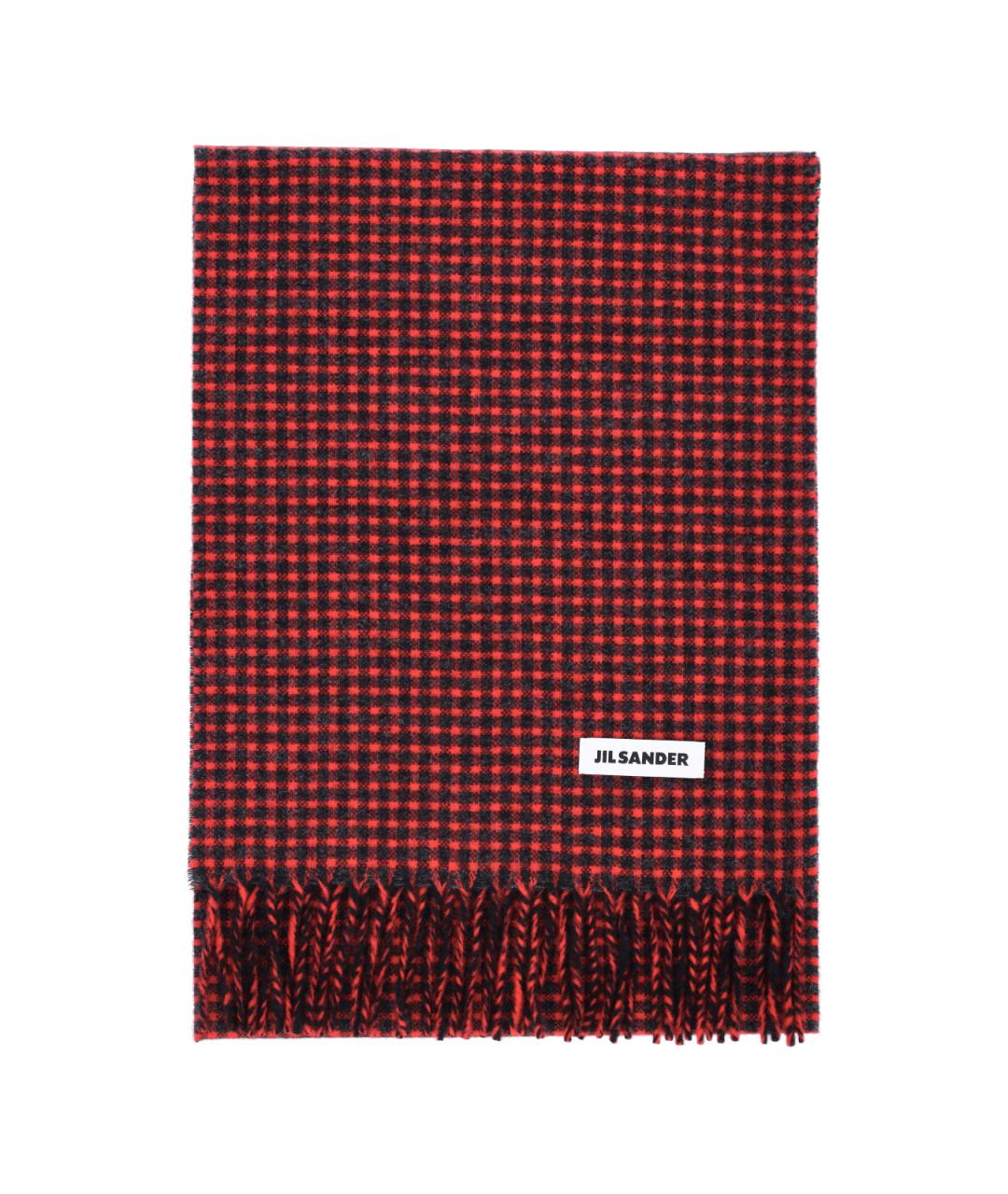JIL SANDER Красный шерстяной шарф, фото 2