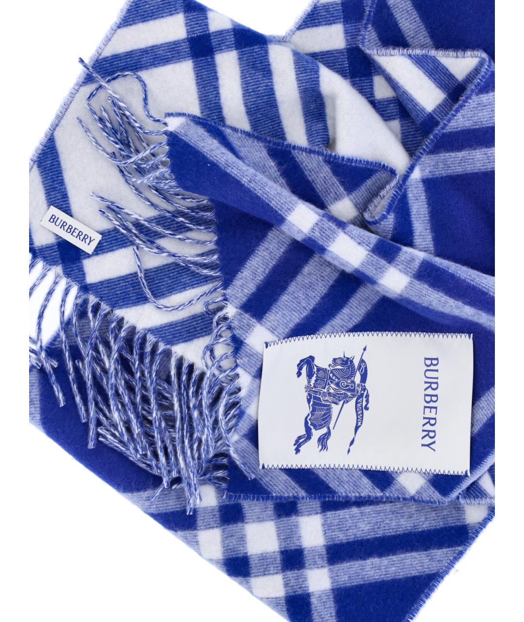 BURBERRY Синий кашемировый шарф, фото 3