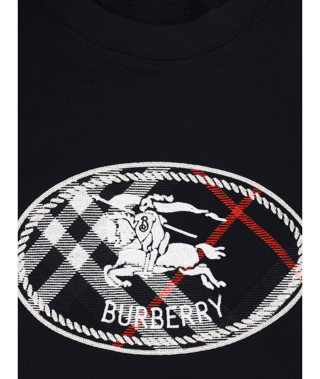 BURBERRY Черная хлопковая футболка, фото 3