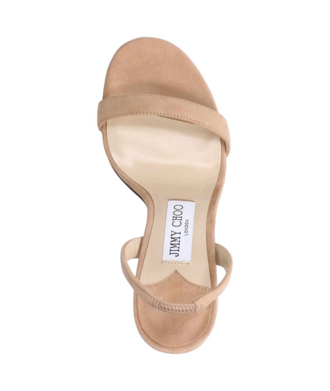 JIMMY CHOO Бежевые кожаные босоножки, фото 5