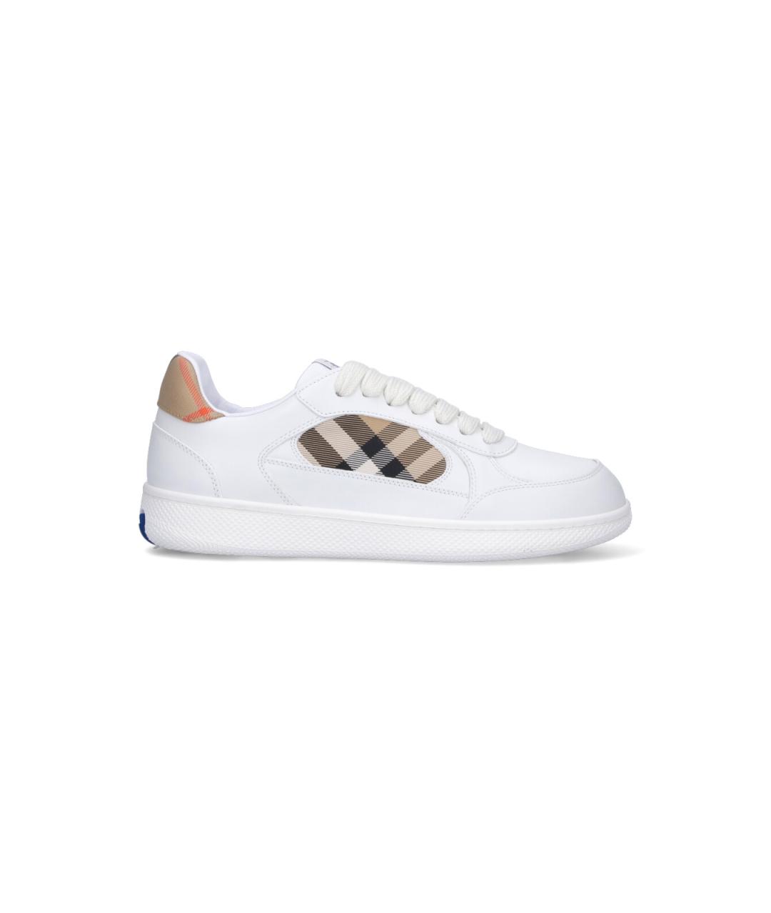 BURBERRY Белые кожаные низкие кроссовки / кеды, фото 1