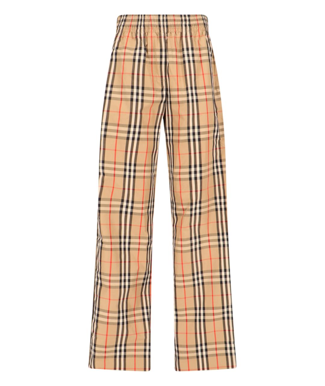 BURBERRY Бежевые хлопковые прямые брюки, фото 1