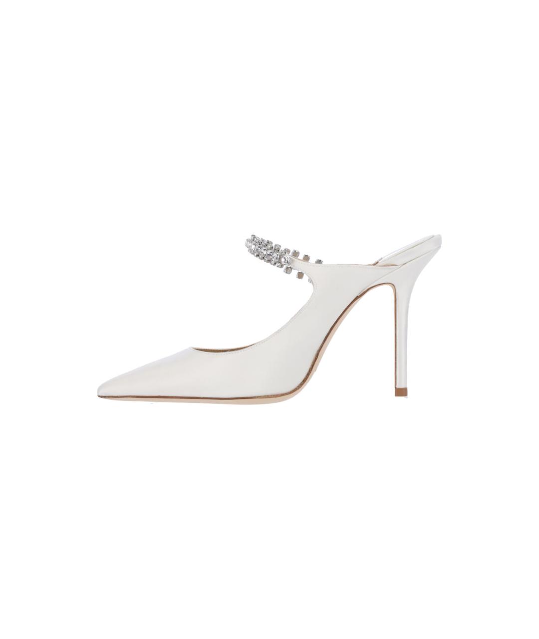 JIMMY CHOO Белые кожаные мюли, фото 3