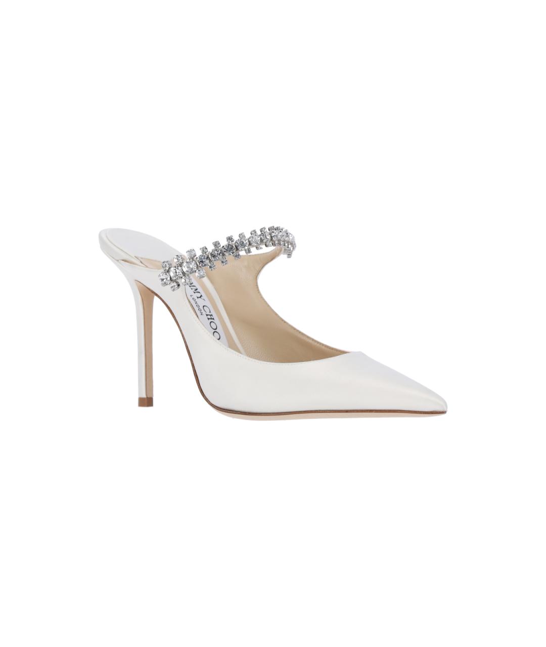 JIMMY CHOO Белые кожаные мюли, фото 2