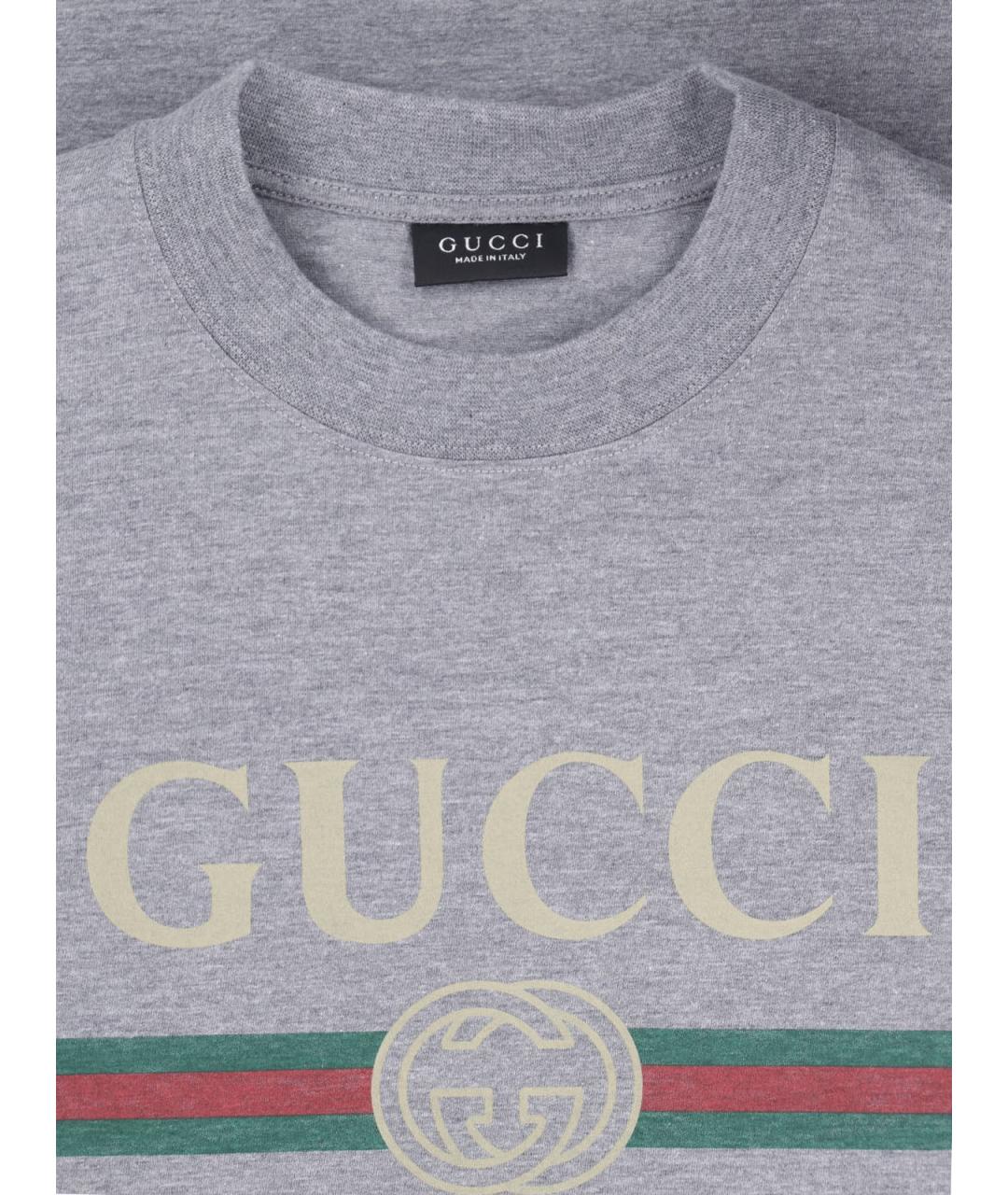 GUCCI Серая хлопковая футболка, фото 3