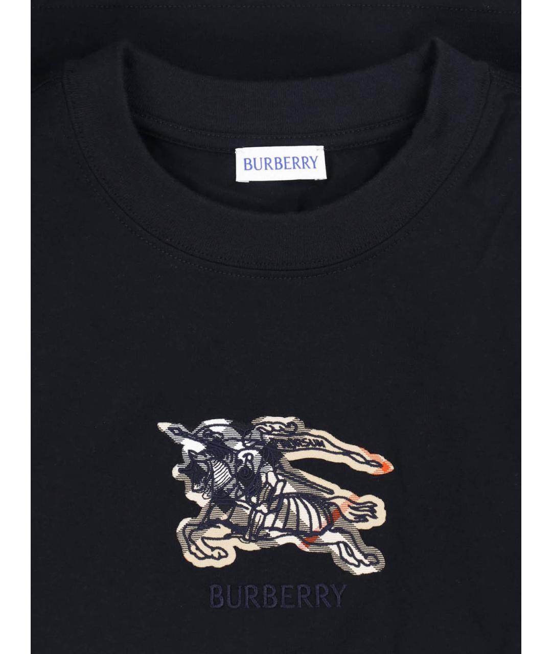 BURBERRY Черная хлопковая футболка, фото 3