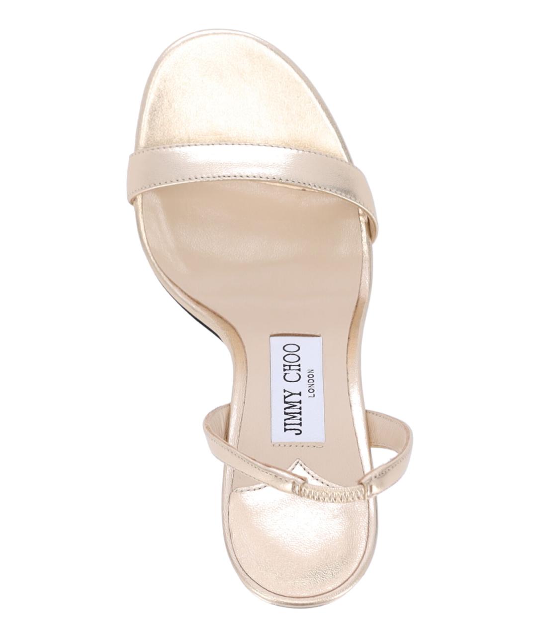 JIMMY CHOO Золотые кожаные босоножки, фото 5