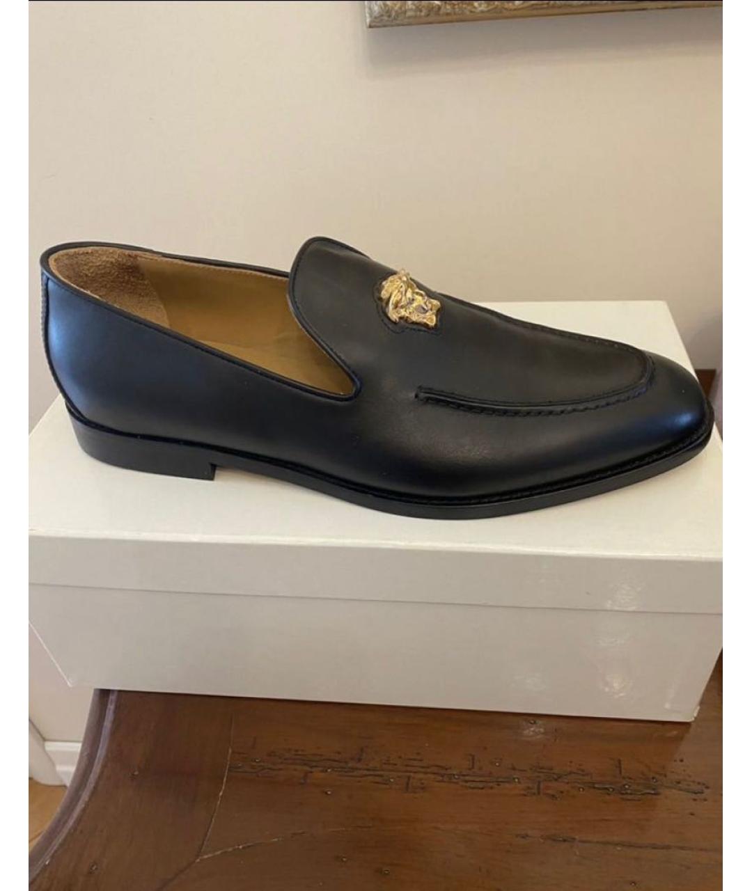 VERSACE Черные кожаные лоферы, фото 2