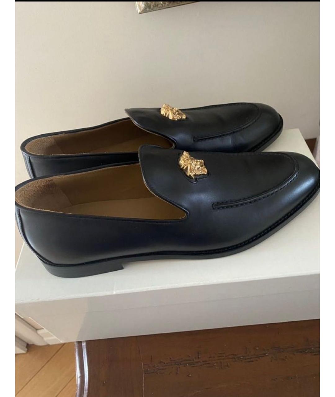 VERSACE Черные кожаные лоферы, фото 5