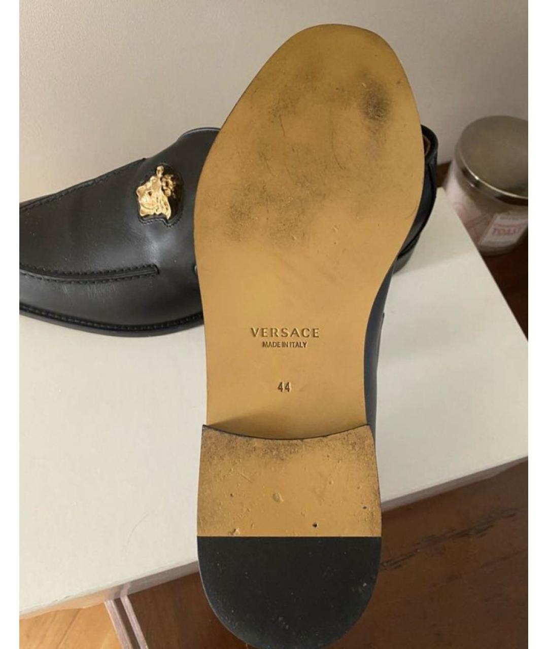 VERSACE Черные кожаные лоферы, фото 6