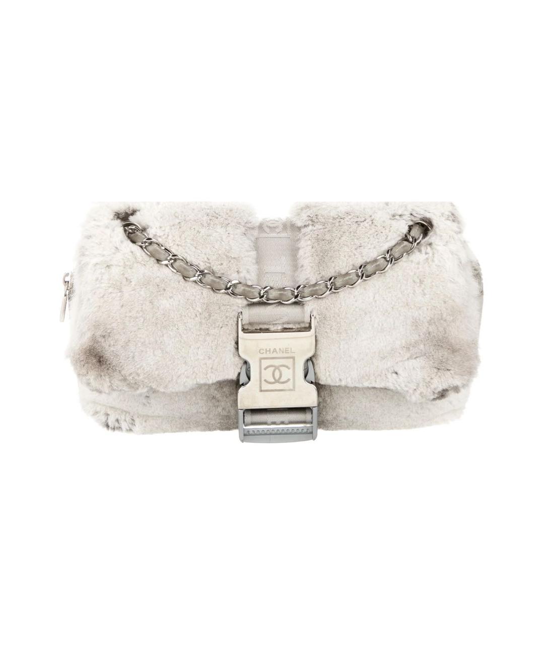CHANEL Серая меховая сумка с короткими ручками, фото 8