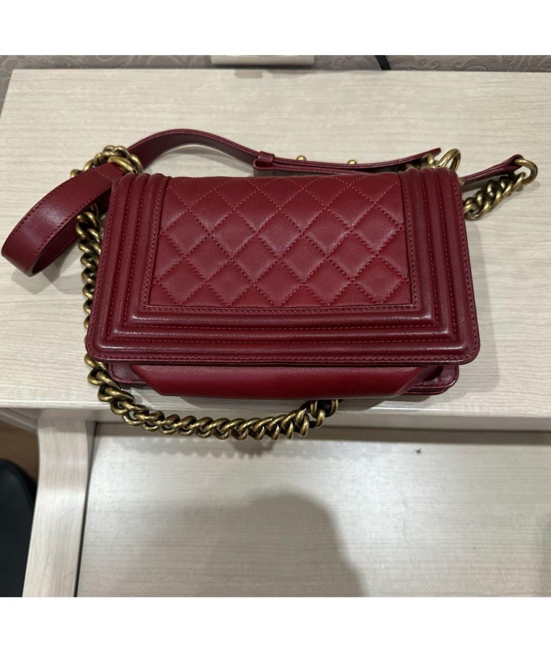 CHANEL Бордовая кожаная сумка через плечо, фото 2