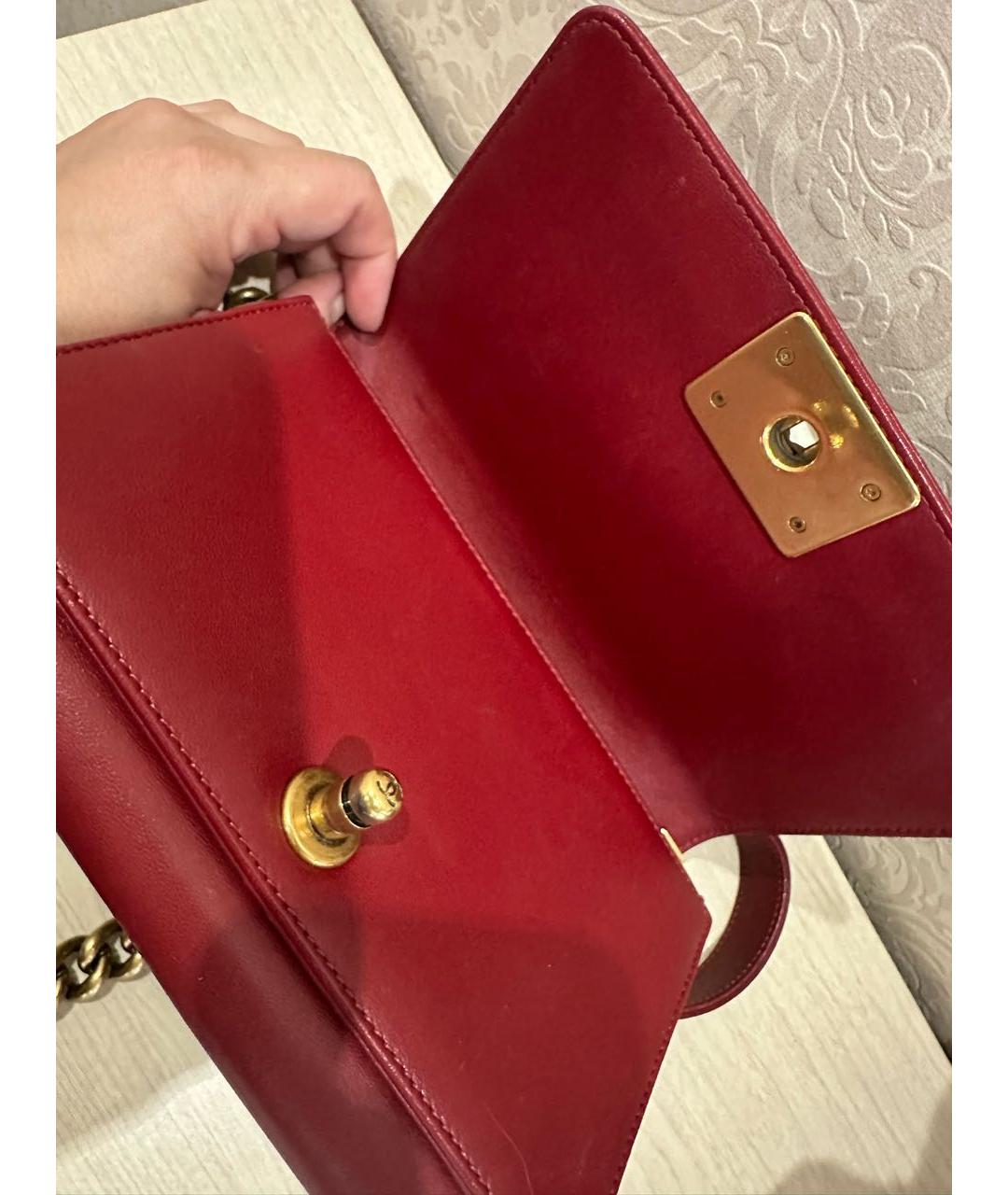 CHANEL Бордовая кожаная сумка через плечо, фото 4