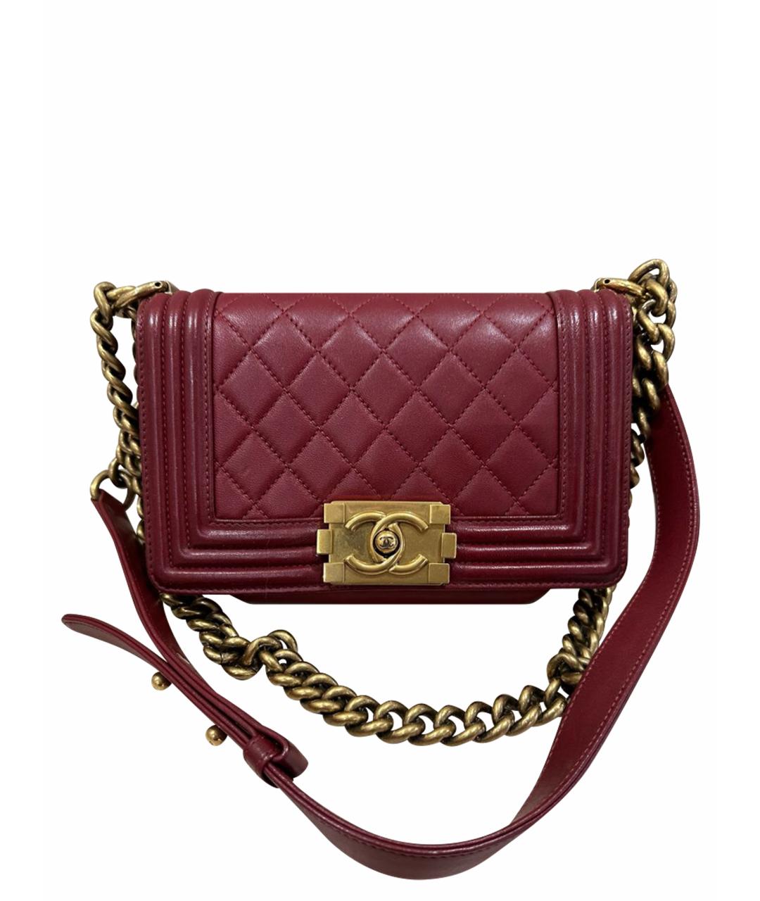 CHANEL Бордовая кожаная сумка через плечо, фото 1