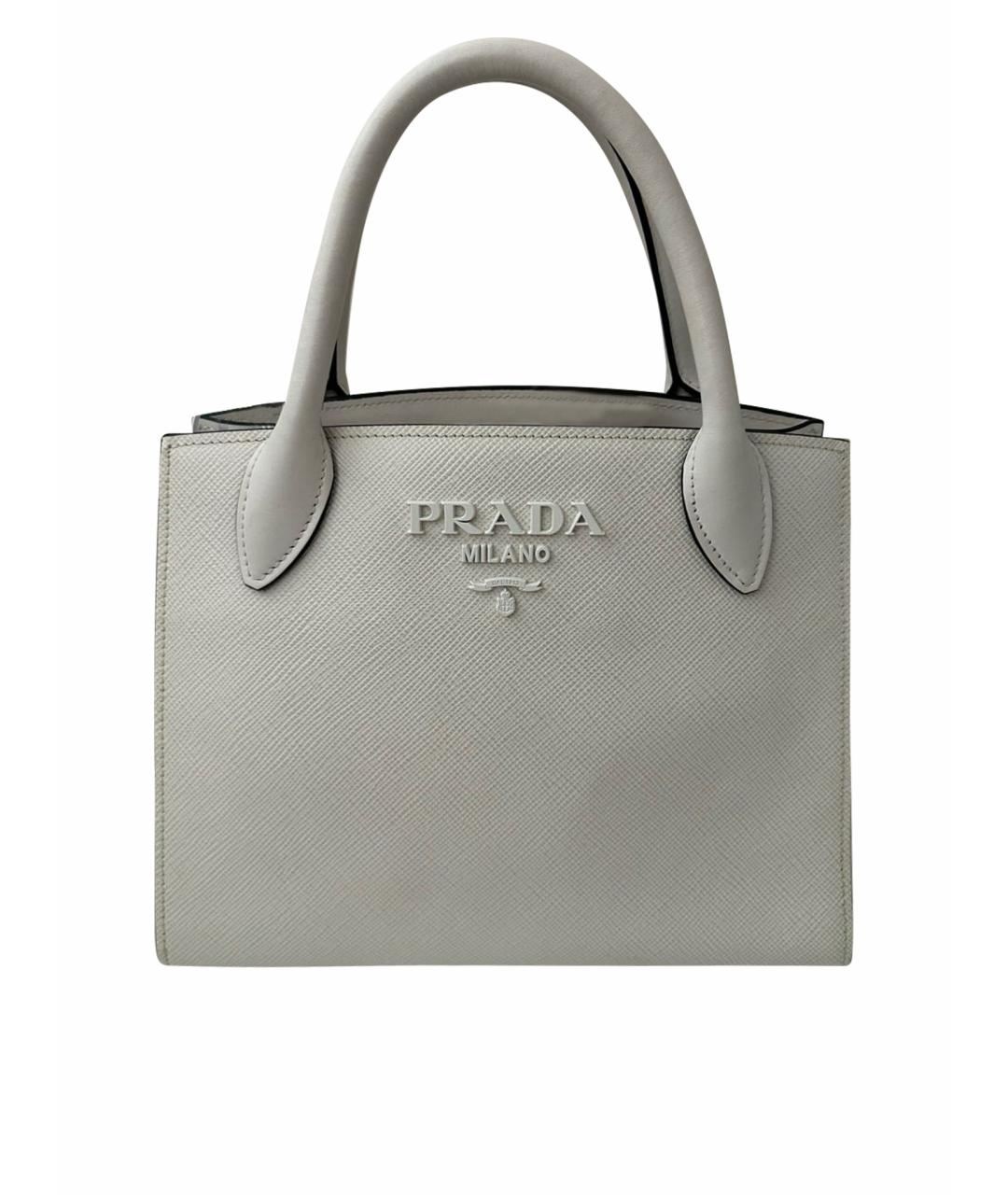 PRADA Белая кожаная сумка тоут, фото 1