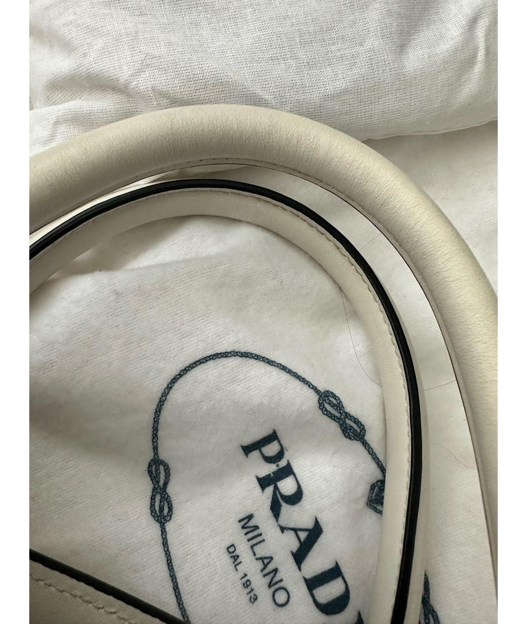 PRADA Белая кожаная сумка тоут, фото 4