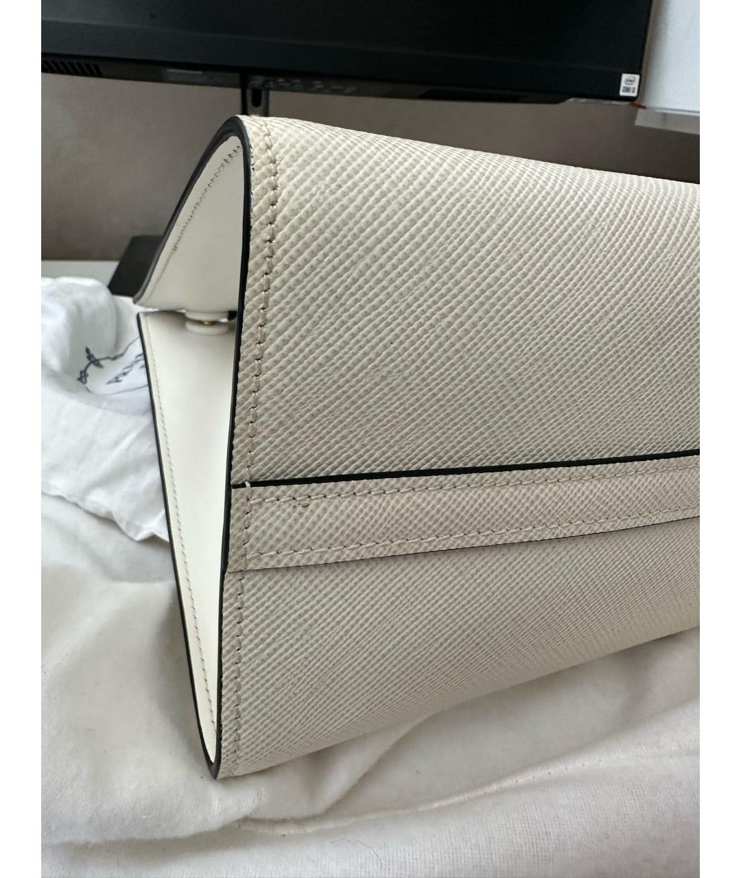 PRADA Белая кожаная сумка тоут, фото 6