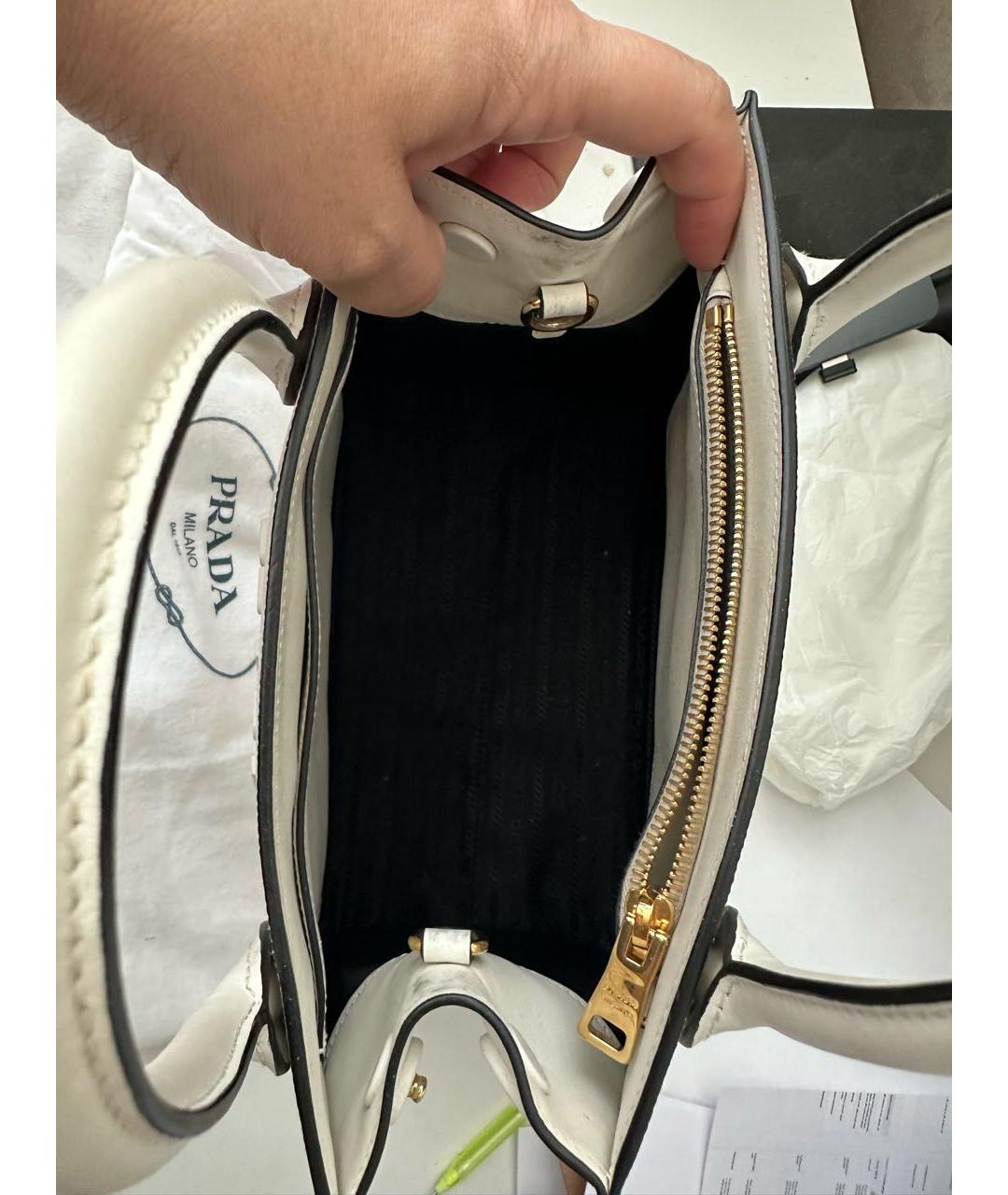 PRADA Белая кожаная сумка тоут, фото 3