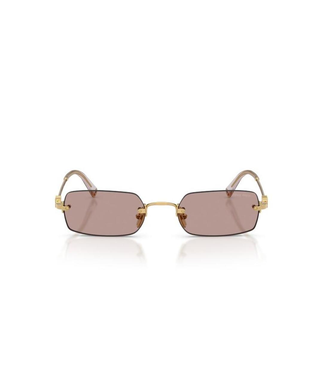 MIU MIU Золотые металлические солнцезащитные очки, фото 1