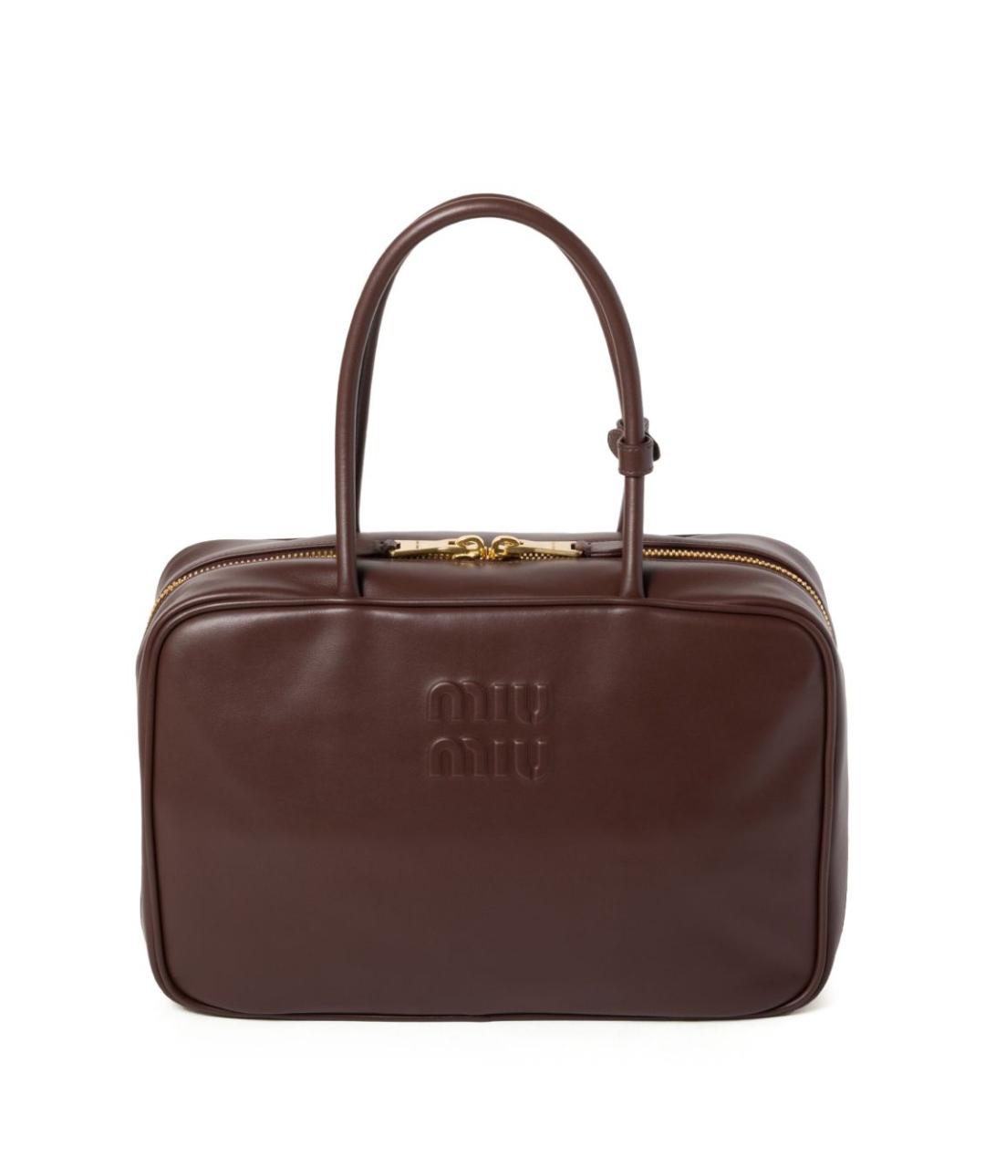 MIU MIU Коричневая кожаная сумка с короткими ручками, фото 1