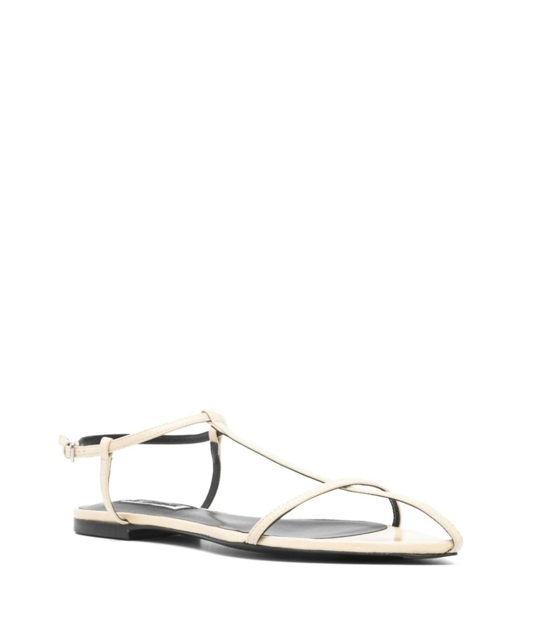 JIL SANDER Бежевые кожаные босоножки, фото 3