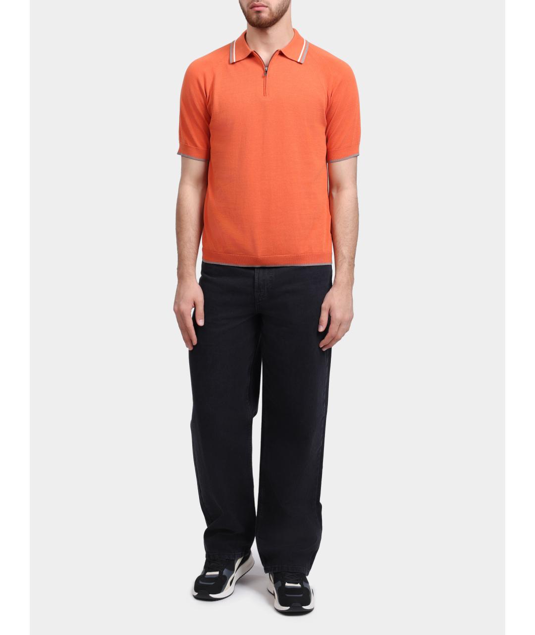 ARMANI EXCHANGE Оранжевое хлопковое поло с коротким рукавом, фото 2