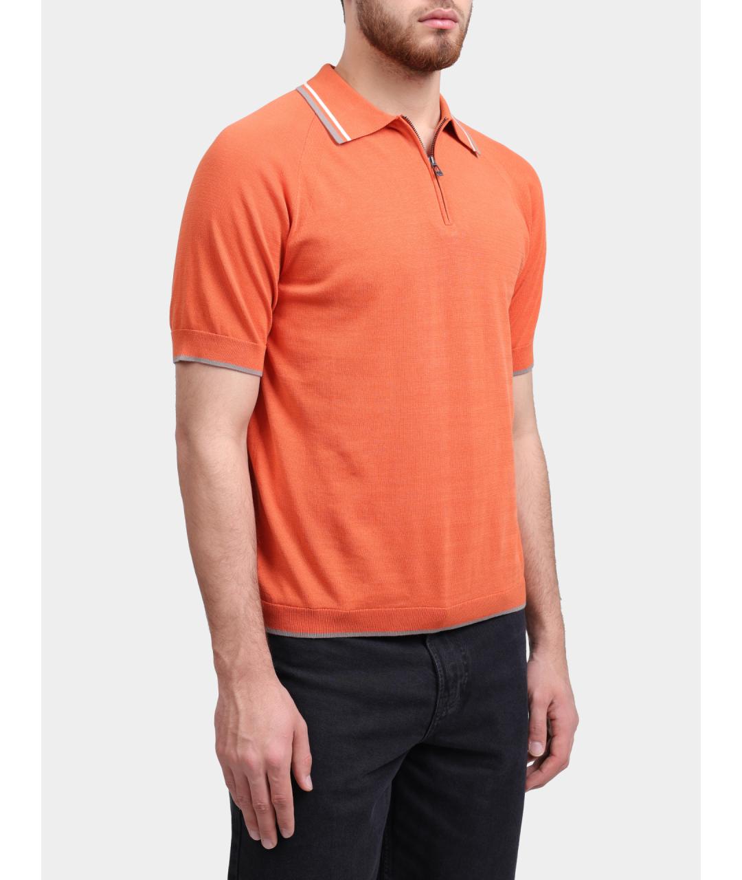 ARMANI EXCHANGE Оранжевое хлопковое поло с коротким рукавом, фото 4