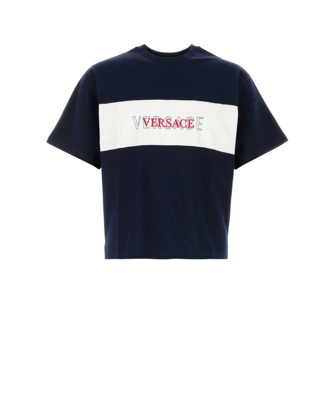 VERSACE Синяя хлопковая футболка, фото 1