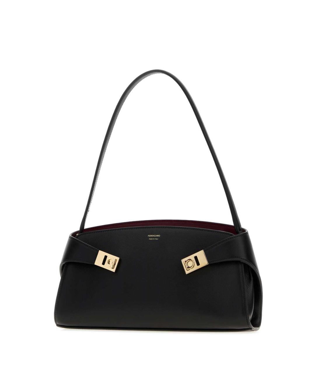 FERRAGAMO Черная кожаная сумка через плечо, фото 2