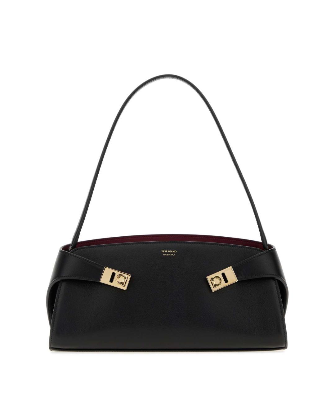 FERRAGAMO Черная кожаная сумка через плечо, фото 1