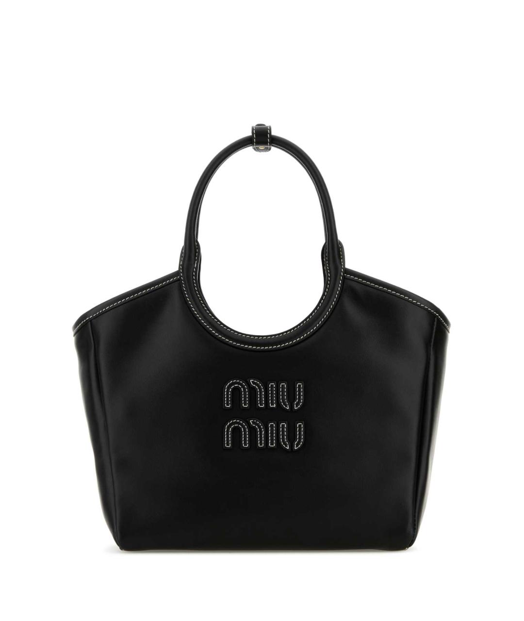 MIU MIU Черная кожаная сумка с короткими ручками, фото 1
