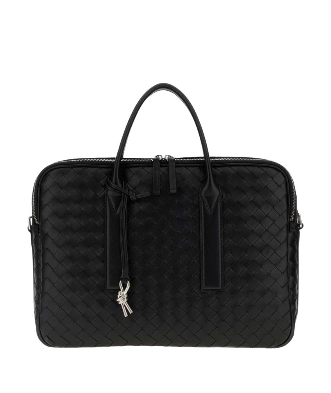 BOTTEGA VENETA Черный кожаный портфель, фото 3