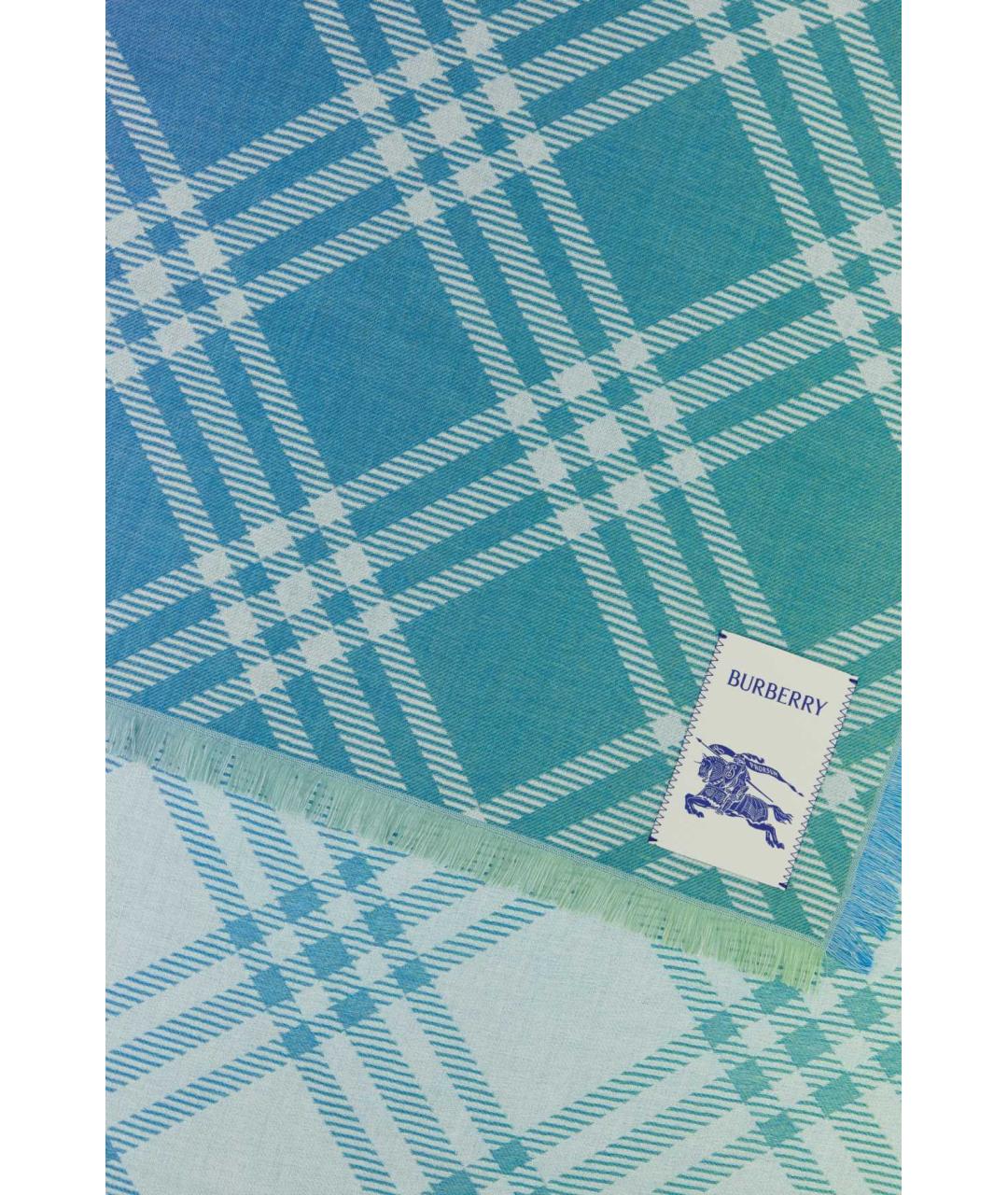 BURBERRY Зеленый шерстяной шарф, фото 2