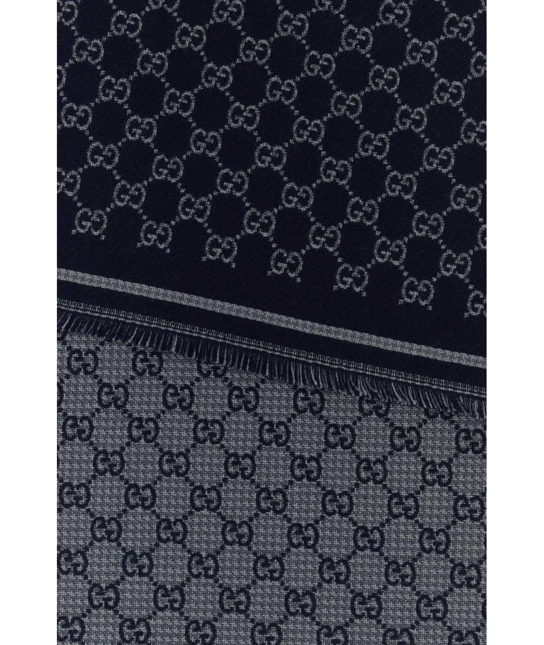 GUCCI Темно-синий шерстяной шарф, фото 2