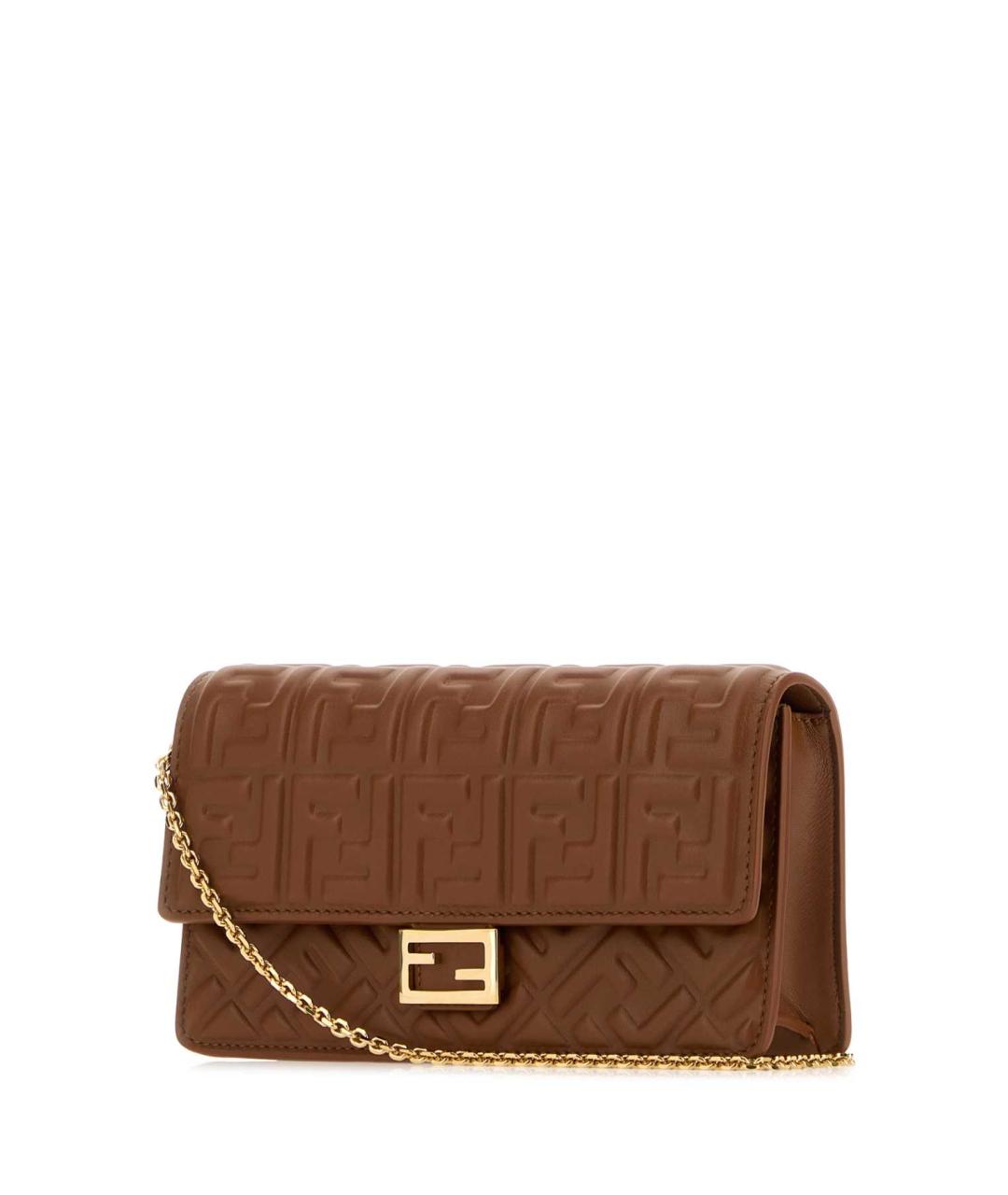 FENDI Коричневая кожаная сумка через плечо, фото 2