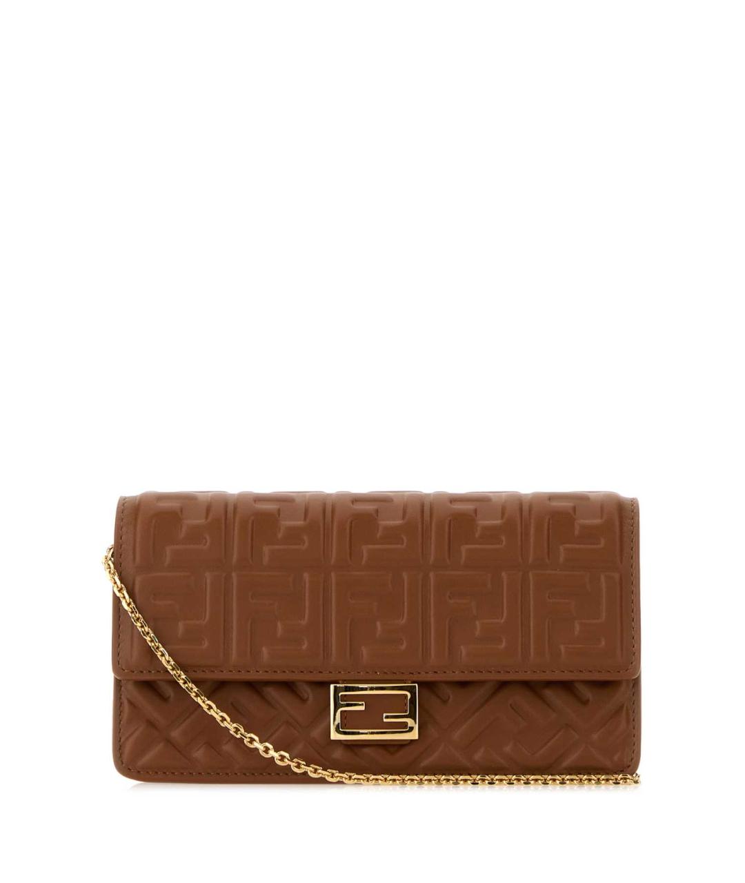 FENDI Коричневая кожаная сумка через плечо, фото 1