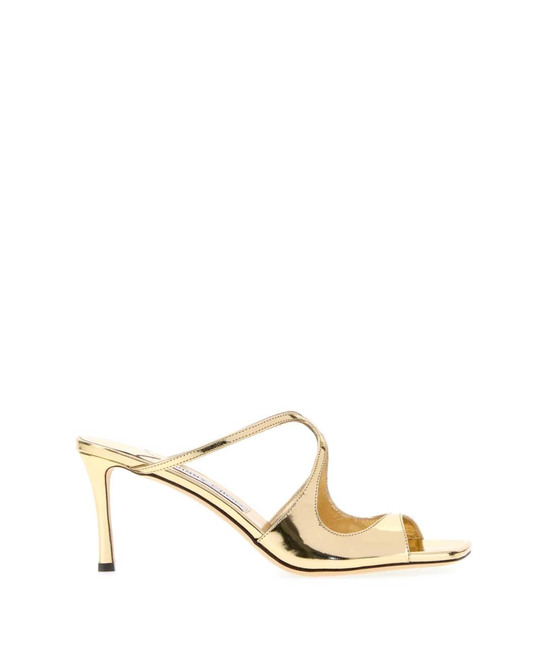 JIMMY CHOO Золотые кожаные мюли, фото 1