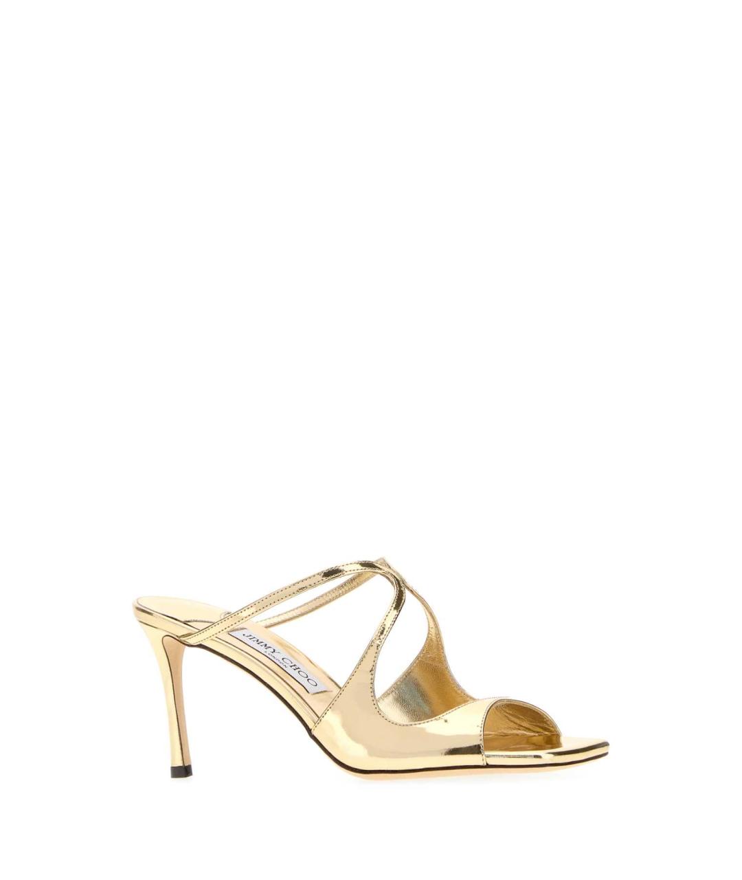 JIMMY CHOO Золотые кожаные мюли, фото 2
