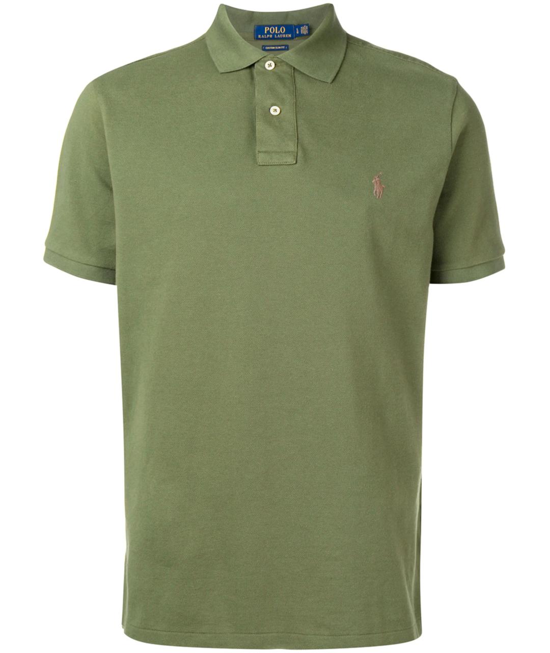 POLO RALPH LAUREN Зеленое хлопковое поло с коротким рукавом, фото 1