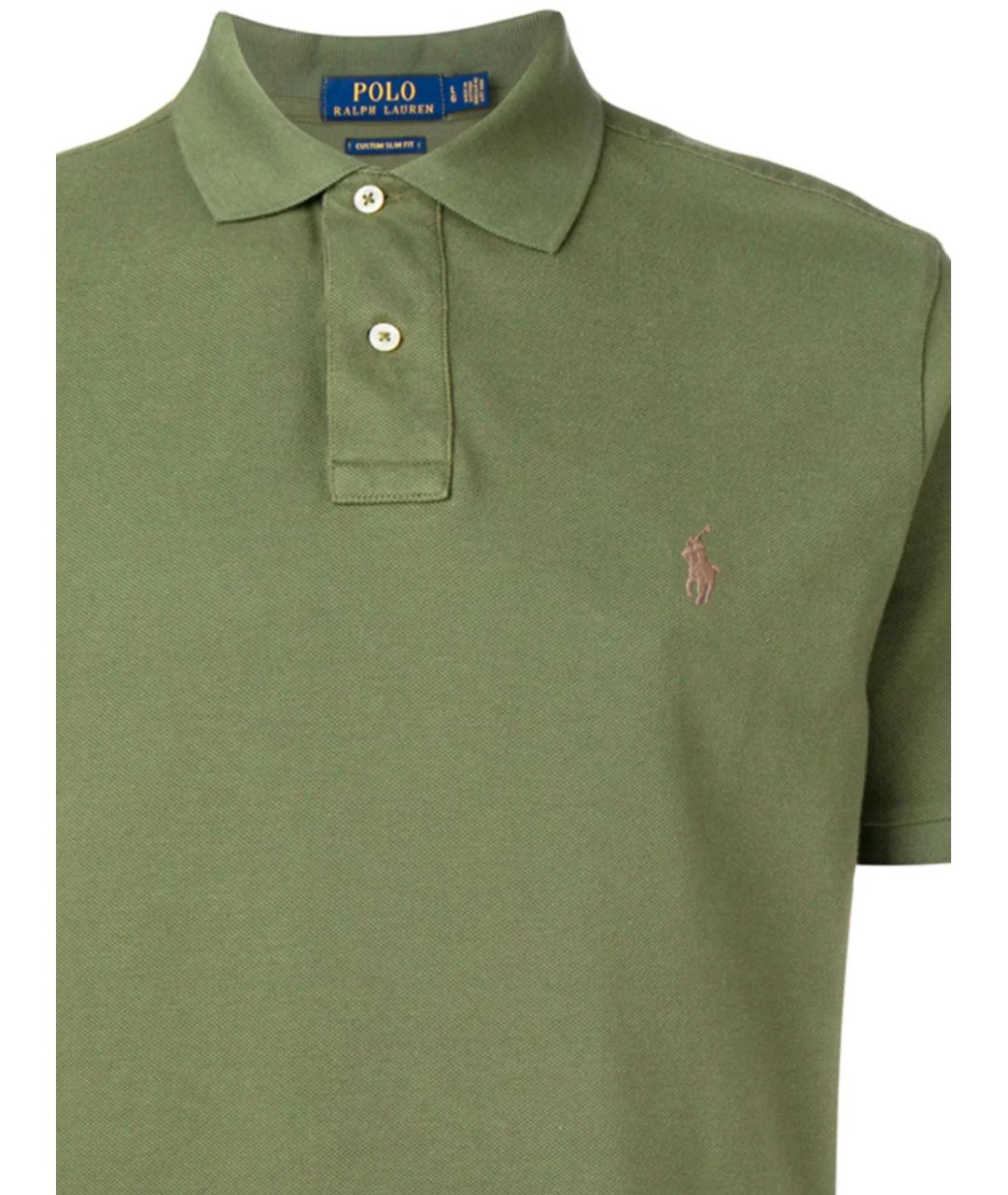 POLO RALPH LAUREN Зеленое хлопковое поло с коротким рукавом, фото 2