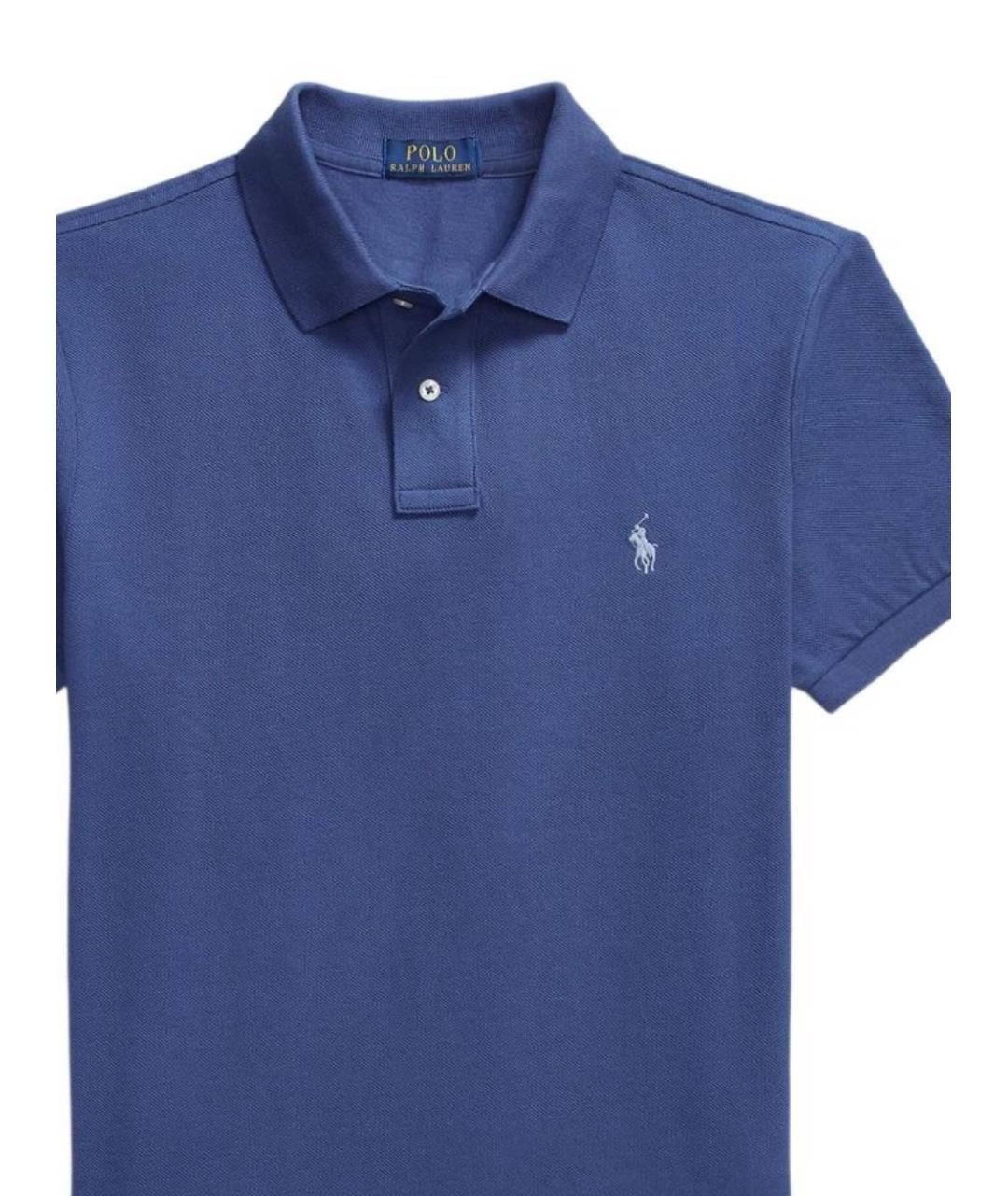 POLO RALPH LAUREN Синее хлопковое поло с коротким рукавом, фото 2