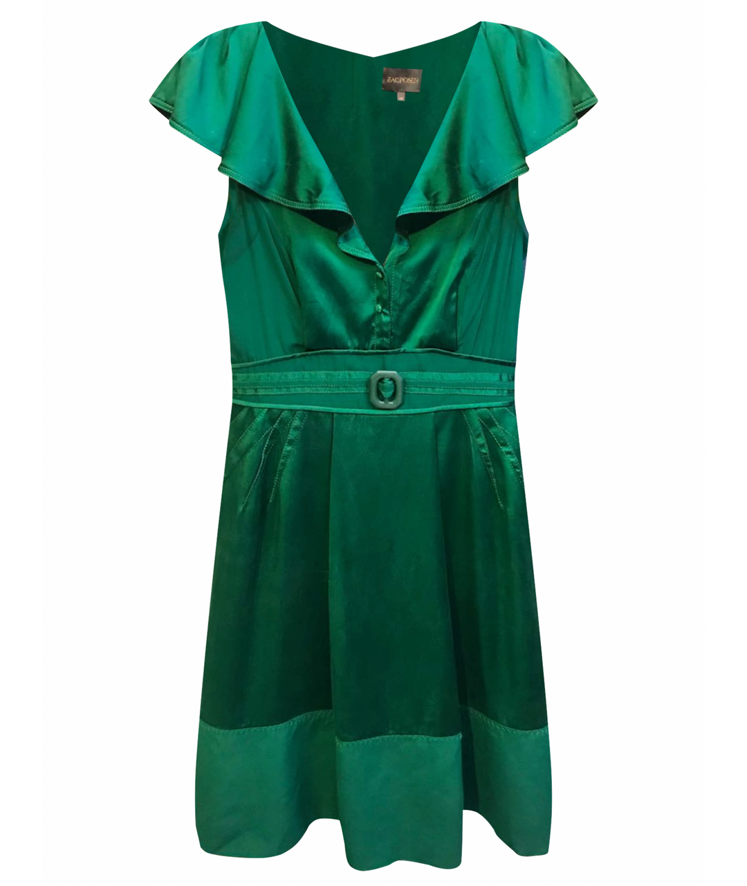 ZAC POSEN Зеленые шелковое коктейльное платье, фото 1