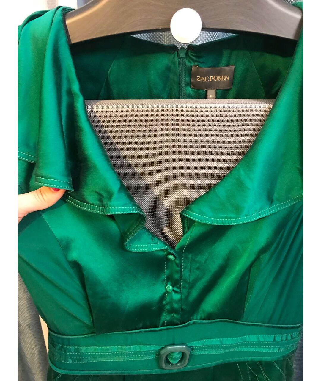 ZAC POSEN Зеленые шелковое коктейльное платье, фото 4