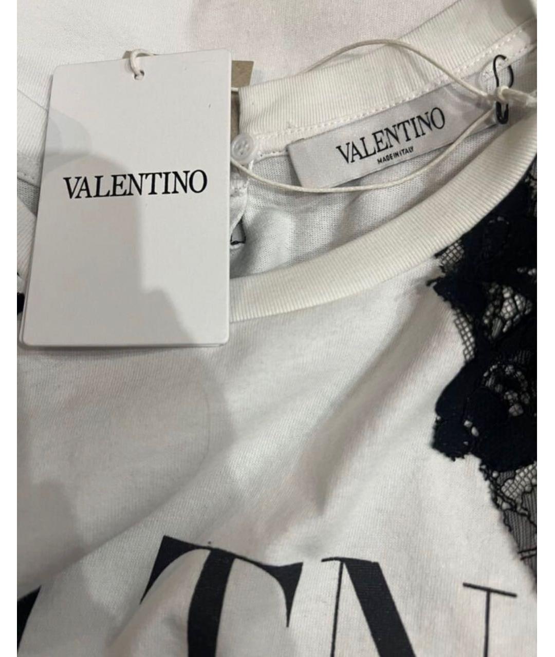 VALENTINO Белая хлопко-эластановая футболка, фото 4
