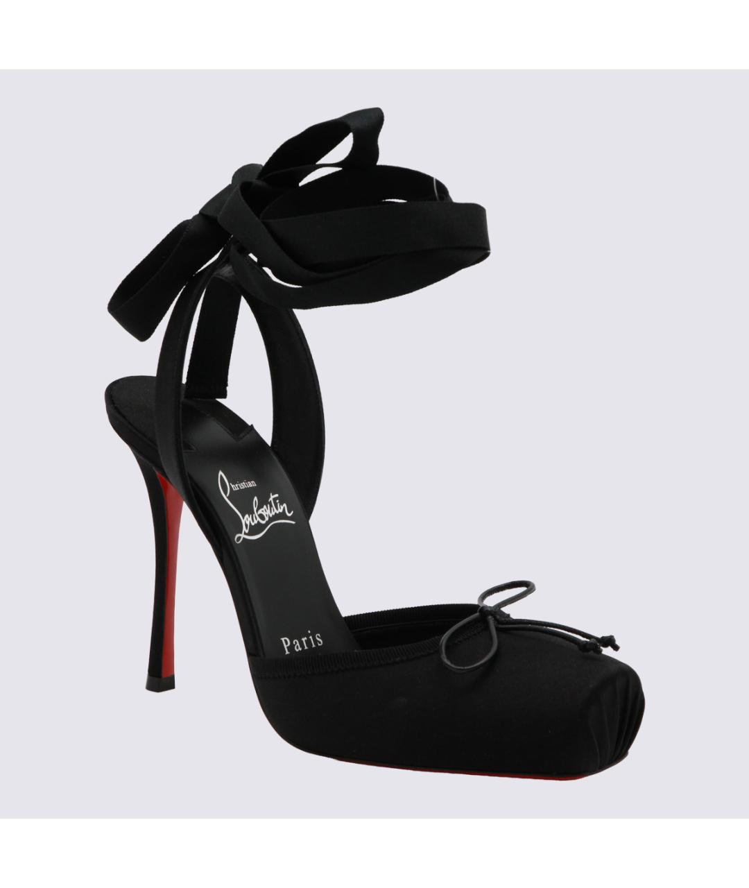 CHRISTIAN LOUBOUTIN Черные текстильные туфли, фото 2