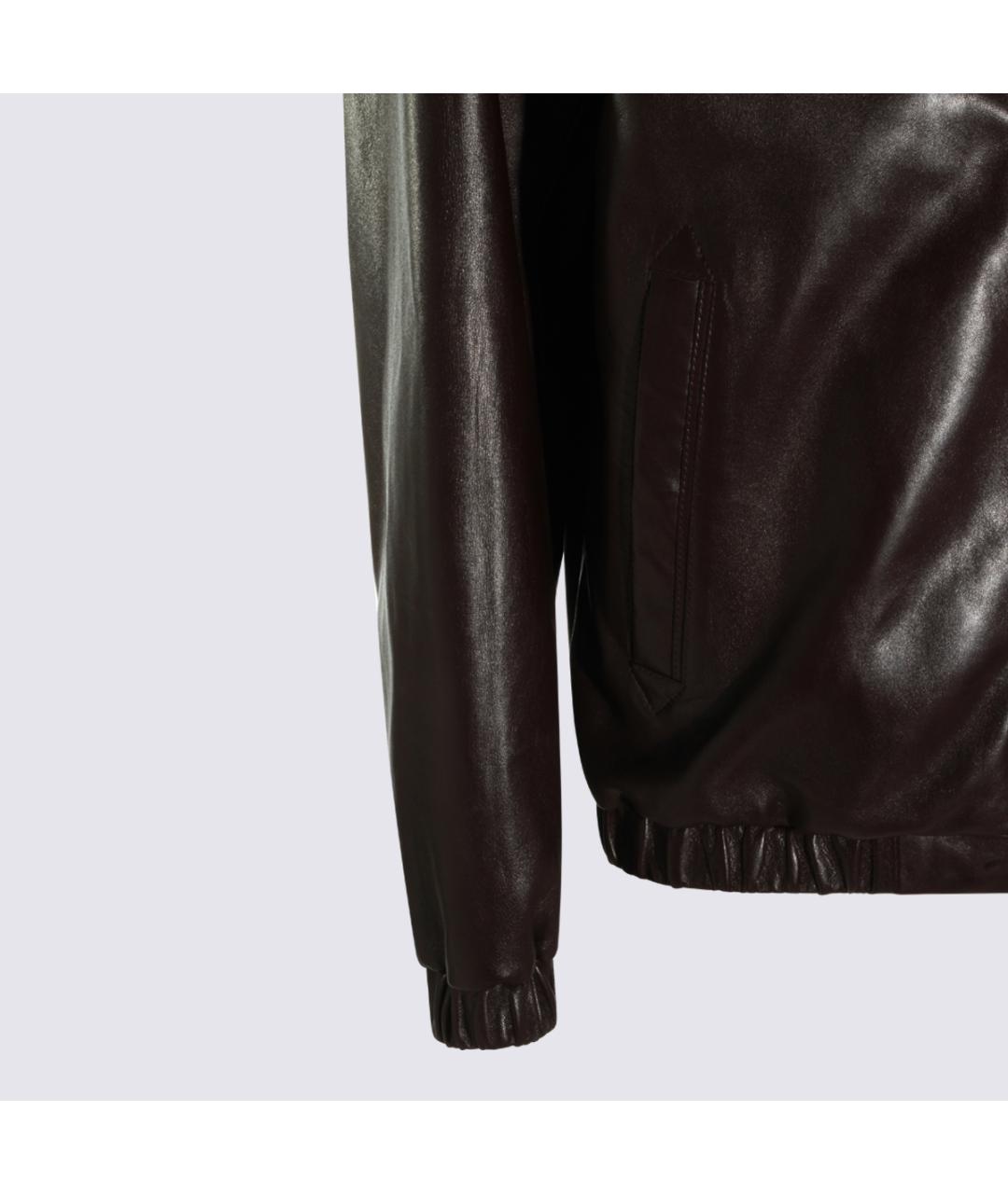 CANALI Бордовая кожаная куртка, фото 4