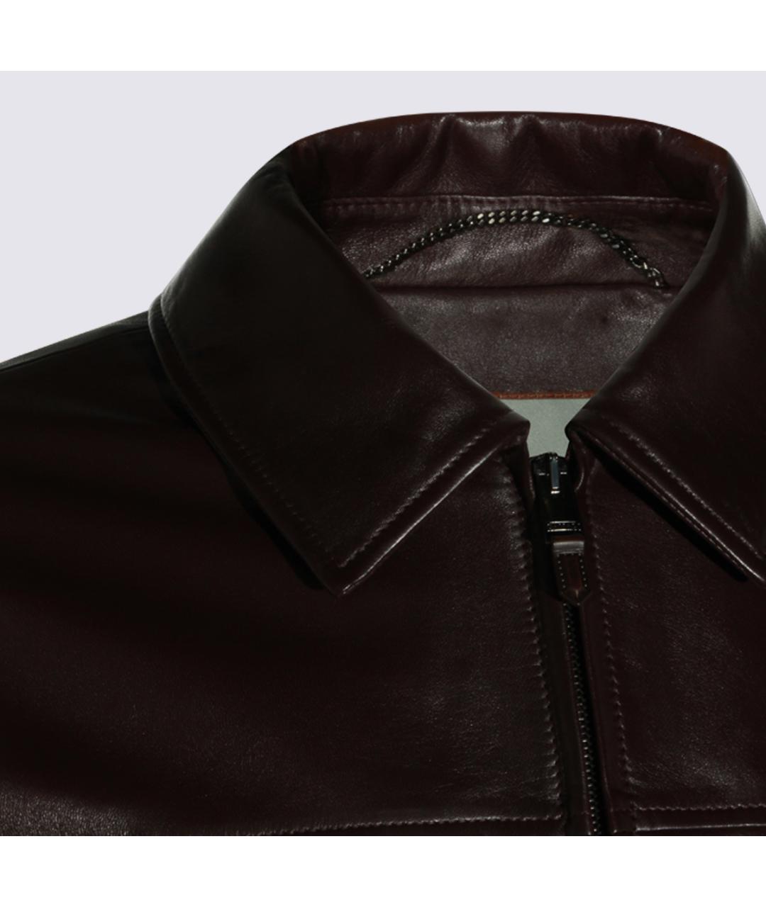 CANALI Бордовая кожаная куртка, фото 3