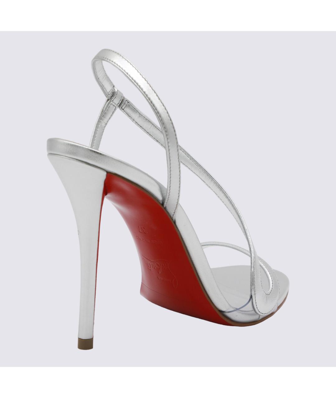 CHRISTIAN LOUBOUTIN Серебряные кожаные босоножки, фото 3